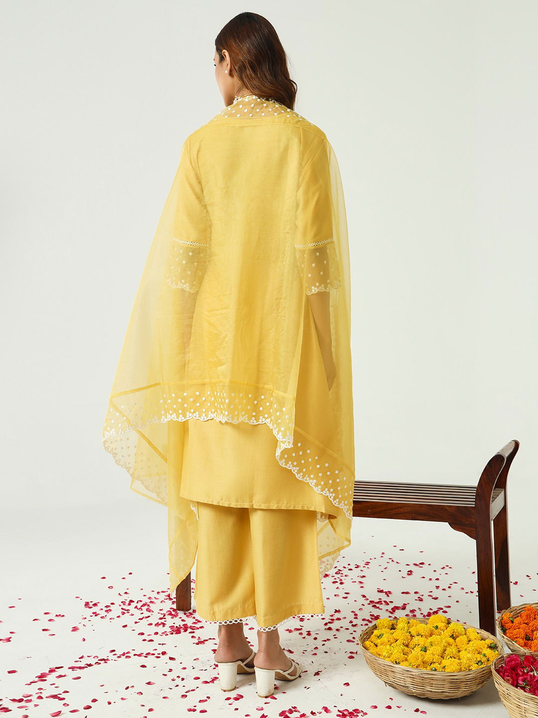 SET0155 Yellow Fiorra Silk Raksha Bandhan Special Kurti With Bottom Dupatta Wholesalers In Surat